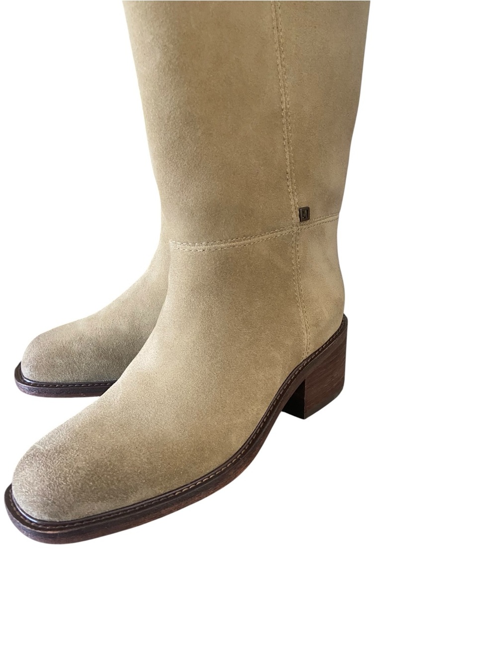 Franco Sarto Knee-High Genuine Leather Boots in Beige Taupe - Picture 9 of 16